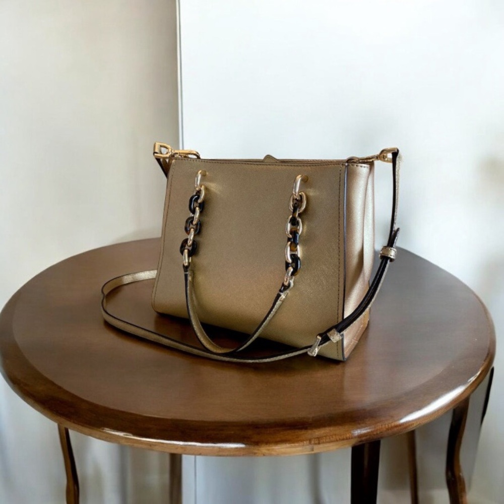 Michael Kors Sofia Laser Perforated Leather Gold … - image 6